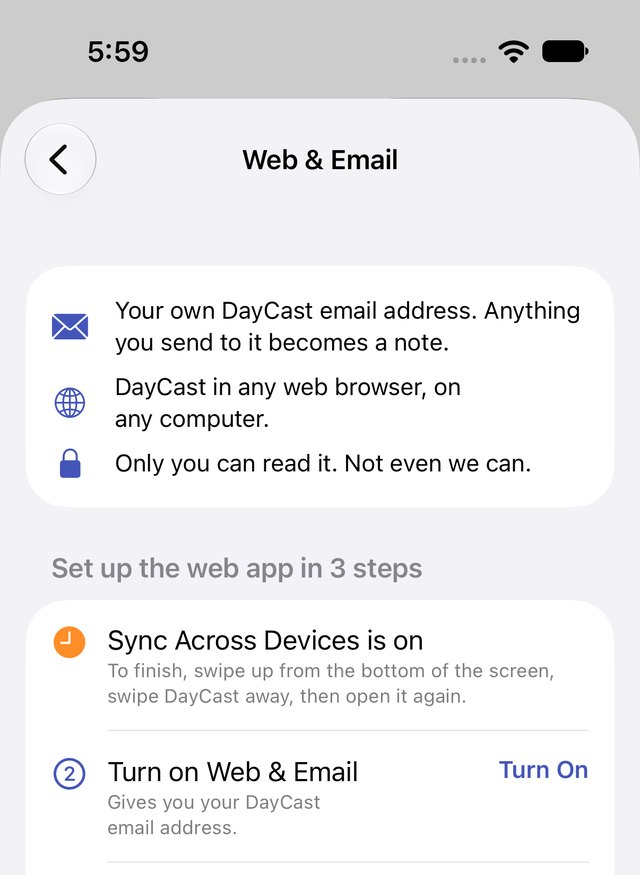 Step 1 done with an orange clock and the instruction to reopen DayCast