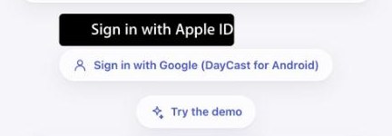 The Sign in with Apple ID button on the DayCast website