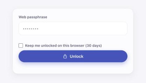 The web passphrase field and Unlock button