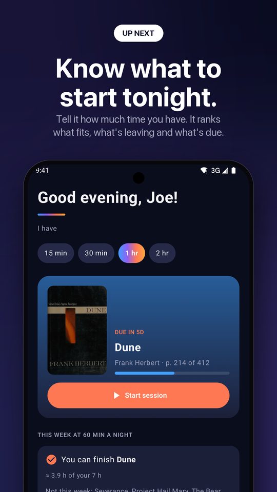 OmniLog Up Next screen