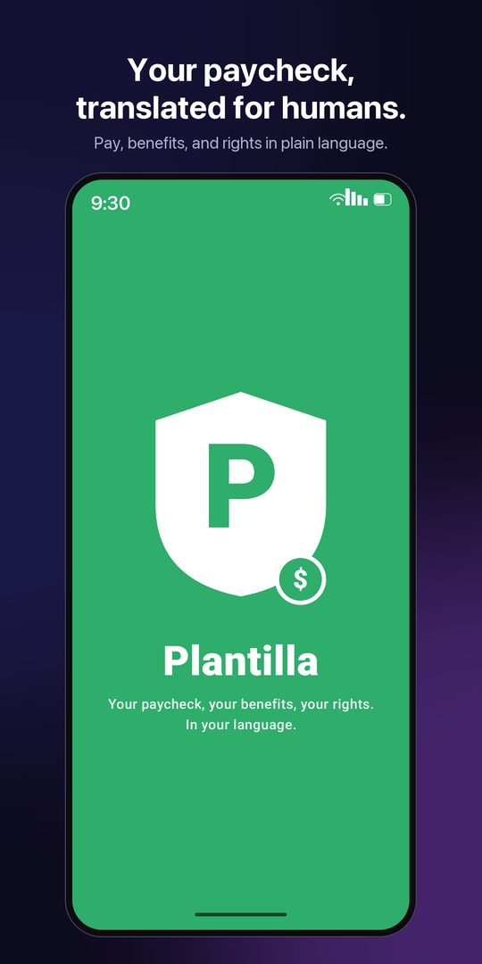 Plantilla Hub welcome screen