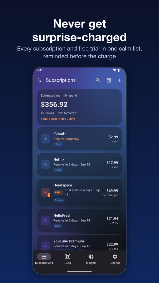 Renewl subscriptions overview
