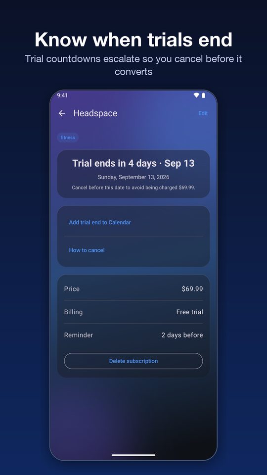 Renewl free trial countdown