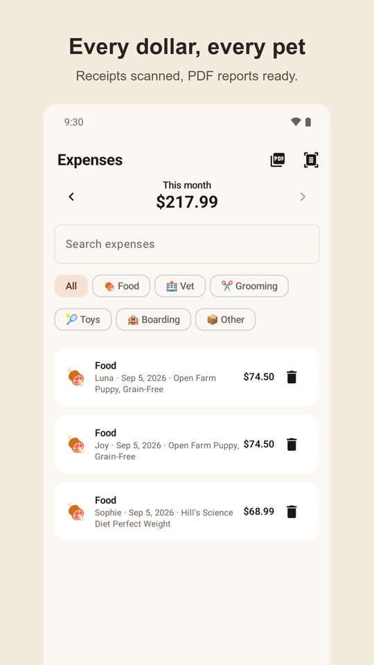 VitalLedger expenses
